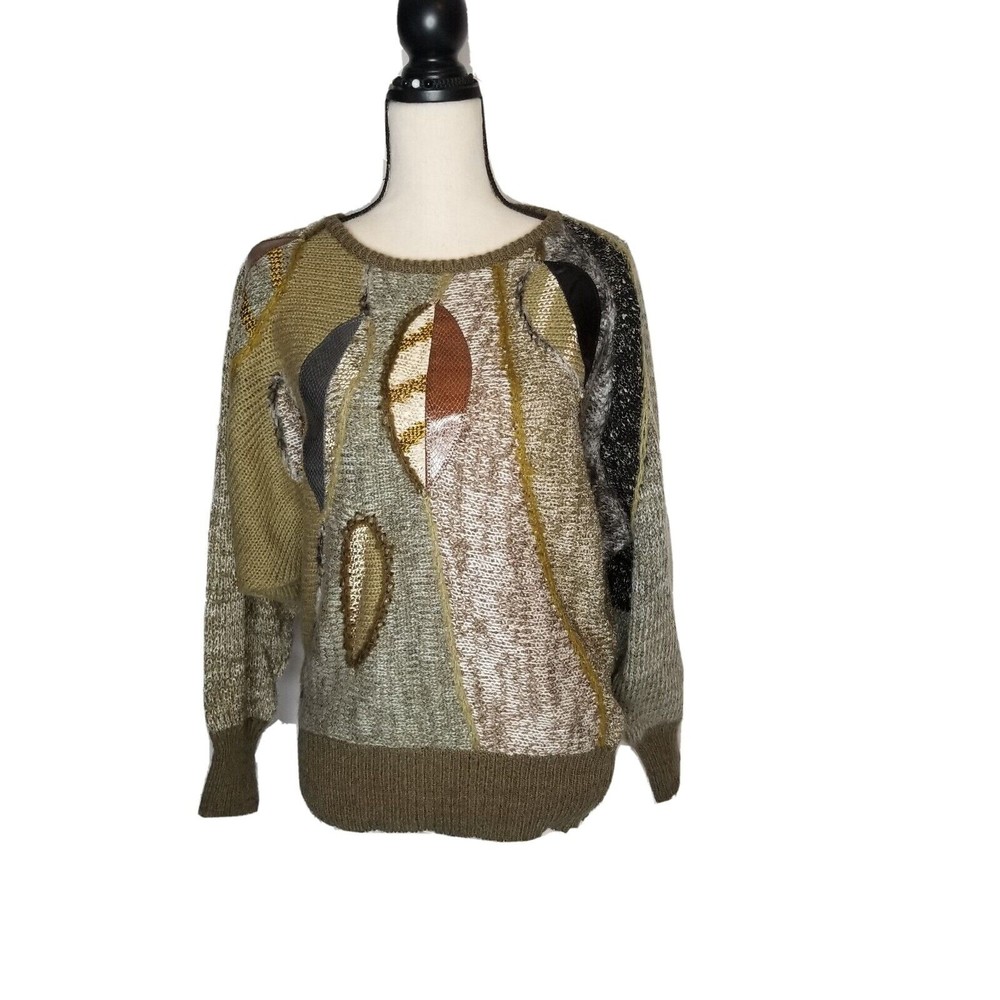 VINTAGE Rochelle California Bat Sleeves Fall Leave Sweater Size Medium